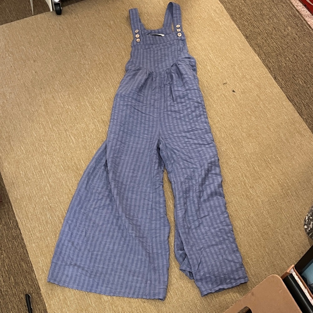 Three Bird Nest Blue Striped Wide-Leg Jumpsuit